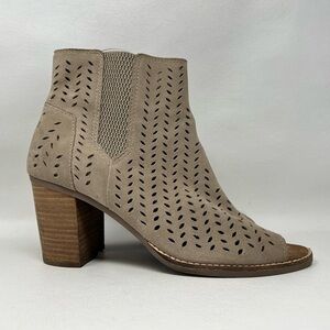 Toms Majorca Tan Suede Peep Toe Boots-Womens Size 9